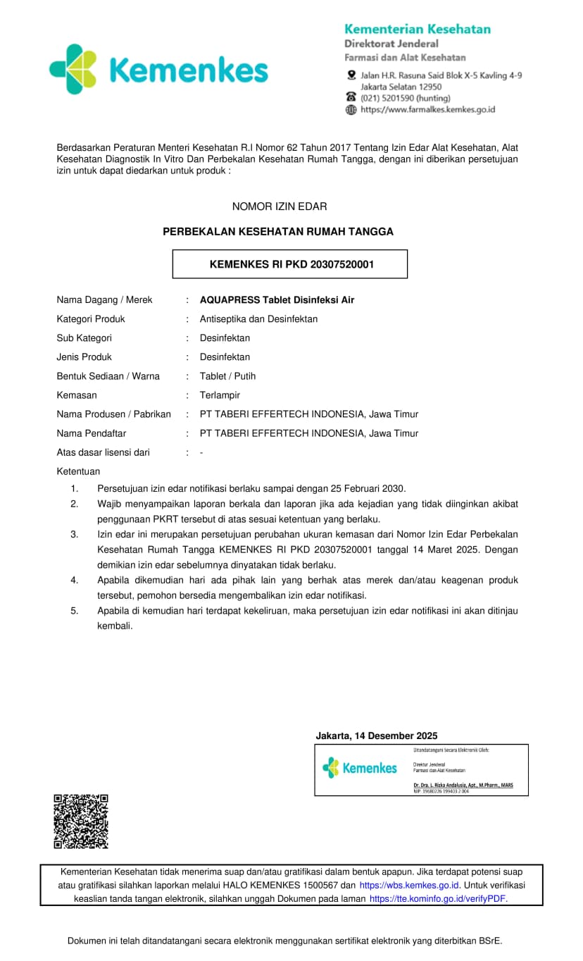 Surat Izin Edar Aquapress